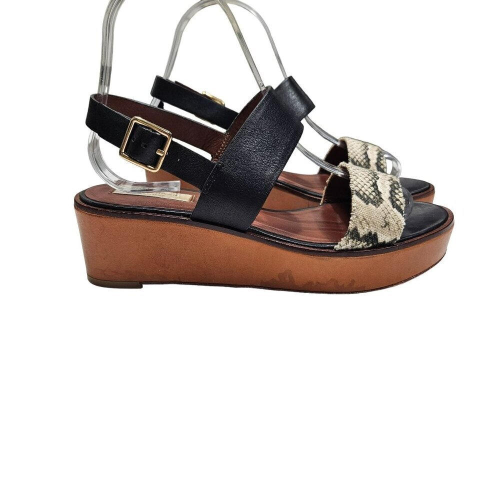 Cole Haan Womens Leather & Snakeskin‎ Wedge Sandals Size 6.5B